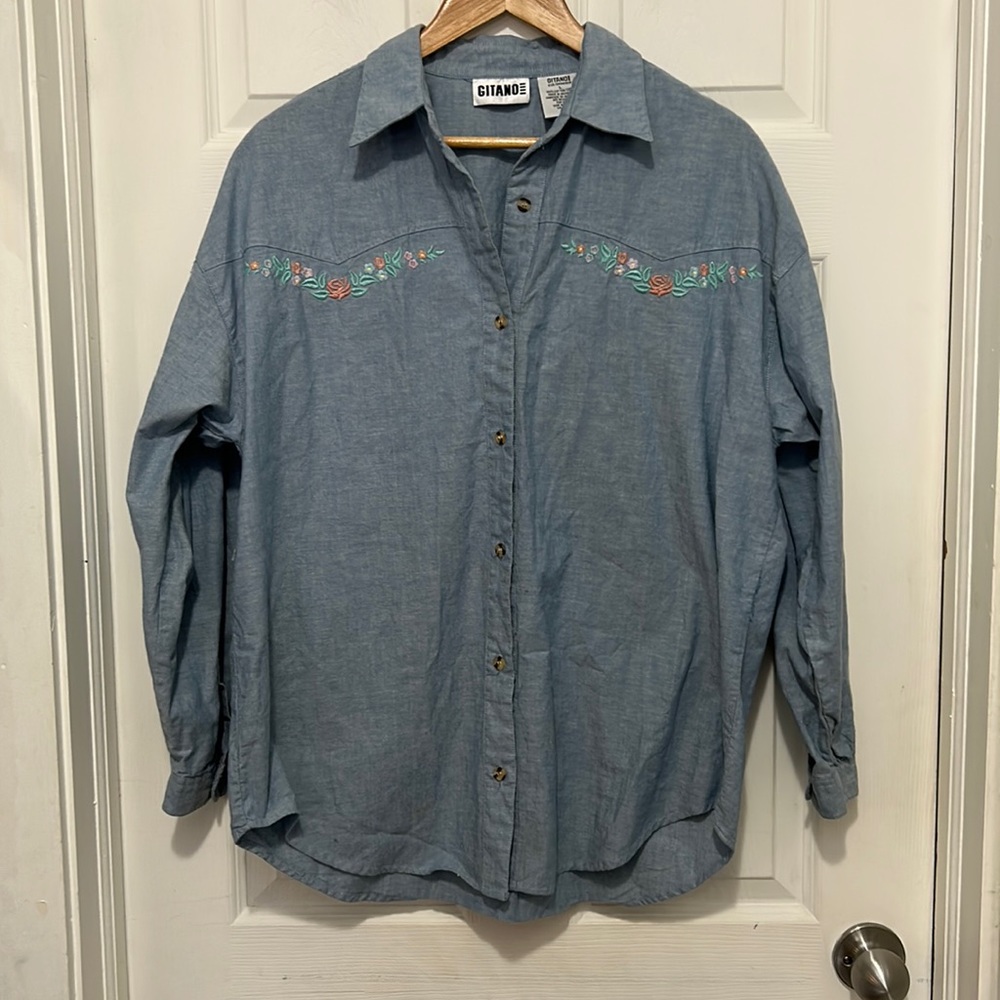 Vintage GITANO denim-like blouse. Size L